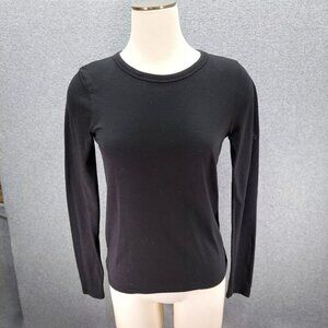 J. CREW Womens Long-Sleeve Athleisure Tie-Back Tee in Black Size Size  Small